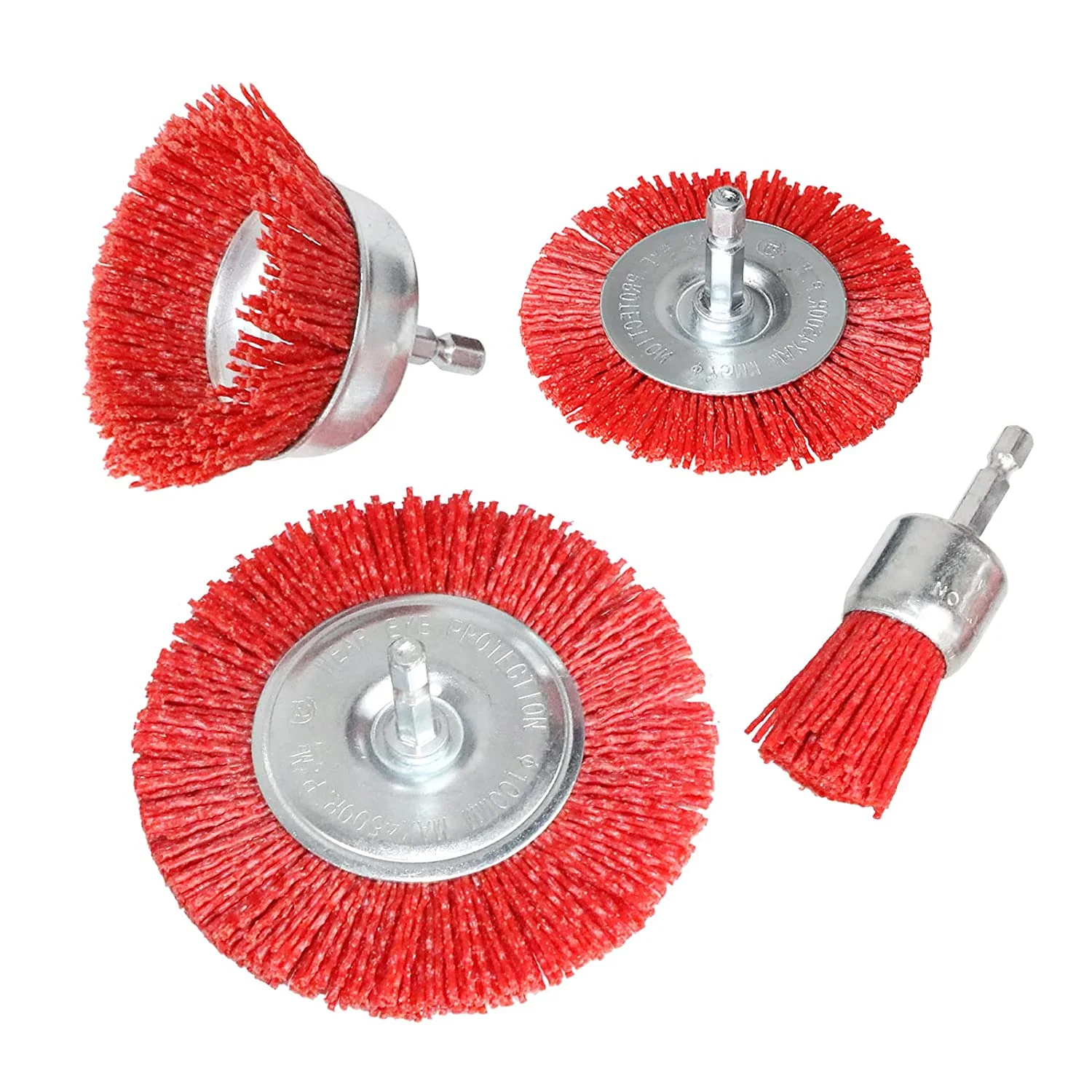 DELUN  Nylon Filament Abrasive Wire Brush Wheel & Cup Brush Set with 1/4 Inch Hex Shank Nylon Drill Brush Set for Remove
