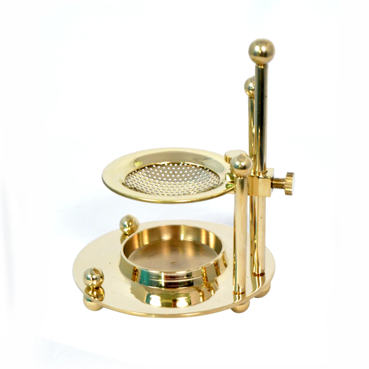 Modern Polished Brass Incense Burner with Adjustable Height for Candle Solid Oud Charcoal Resin Meditation Incense Holder