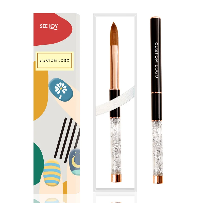 High Quality Custom Logo Nail Brush 100 Kolinsky Acrylic Brushes 8 10 12 14 16 Acrylic Nail Brush