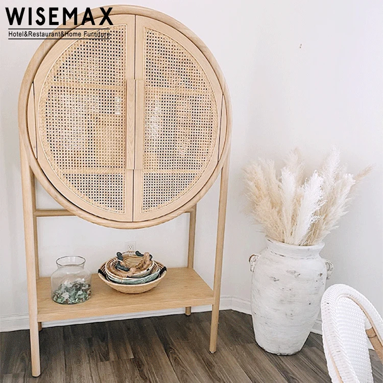 Мебель WISEMAX во французском стиле шкаф для хранения из массива дерева с полкой двухдверный ротанговый
