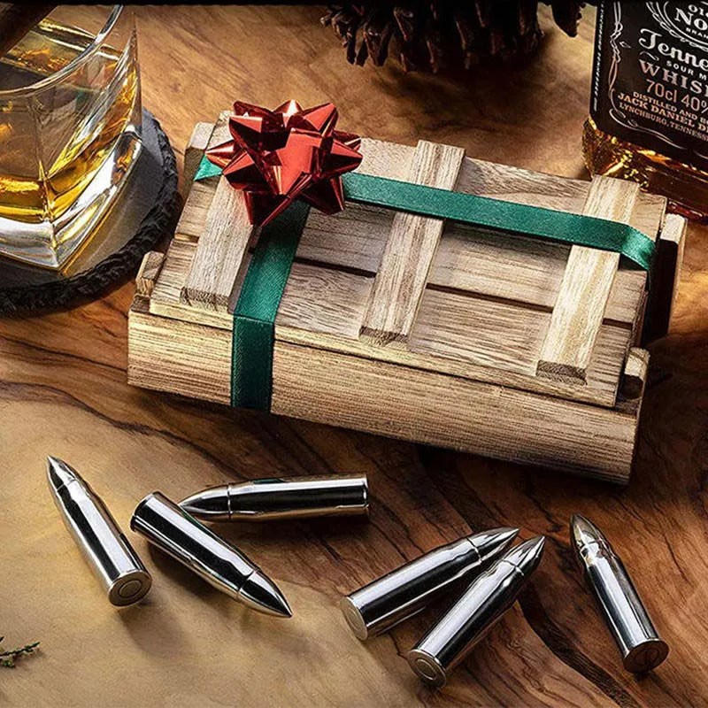 New Product Bullet Whiskey Stones Set Whisky Ice Stone Stainless Steel Whiskey Stones with Box