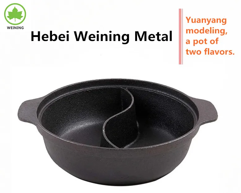 Classic Cast Iron Shabu Pot Saucepan/Multifunctional 2-in-1 Double Pot for Hot Sale Sukiyaki Paella Casserole Camping Outdoor