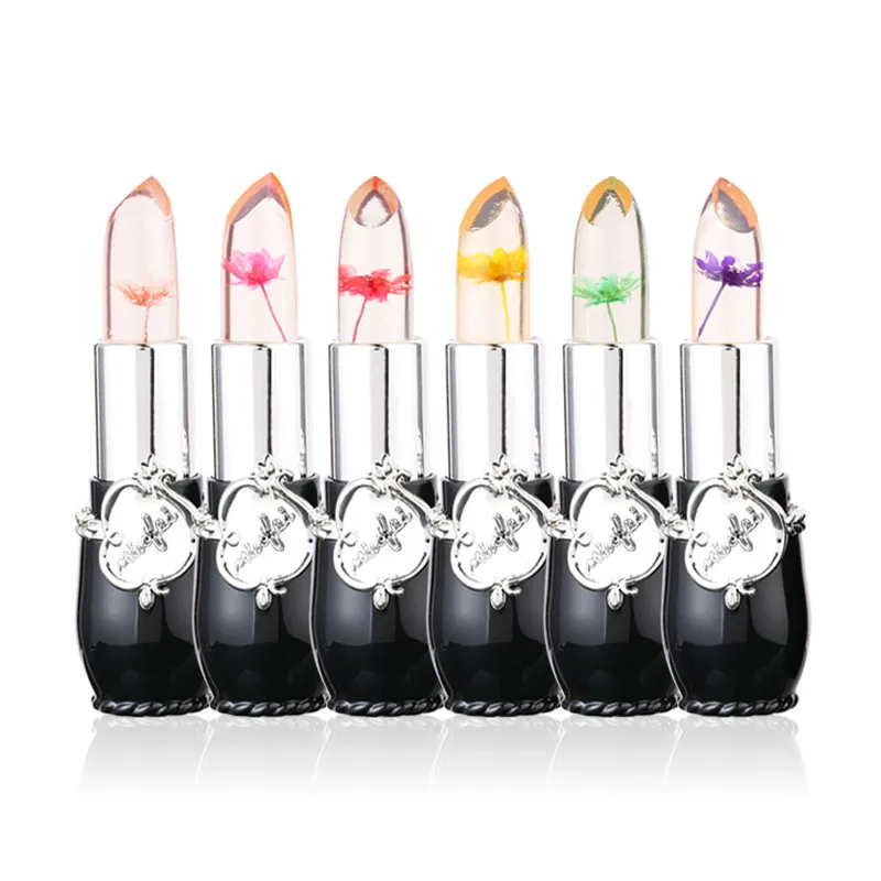 Изменение цвета сушеный цветок Желе Помада Увлажняющий бальзам для губ