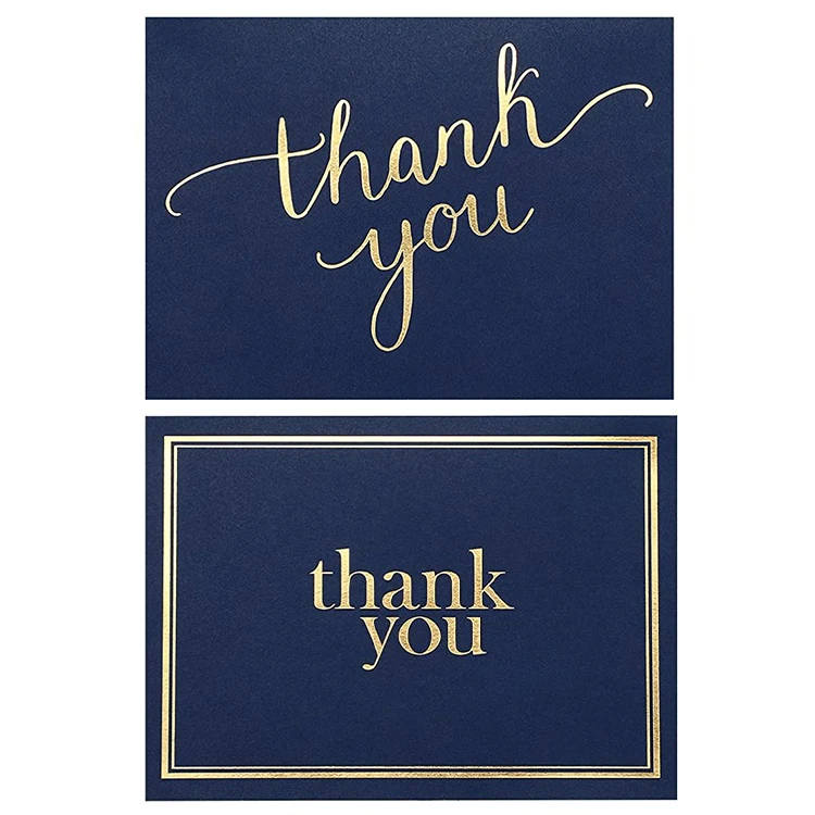 
Factory Wholesale Blank Note Cards Customer Thank You Notes, Navy Blue Gold Foil Luxury Thank You Cards 