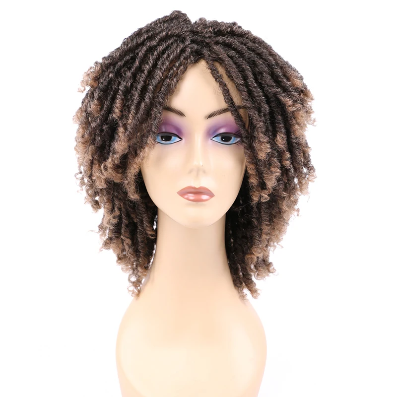Dreadlock Wigs for Black Women Short Dreadlock Afro Hair Braided Crochet Twist Hair Short Curly Heat Resistant Synthetic Wigs