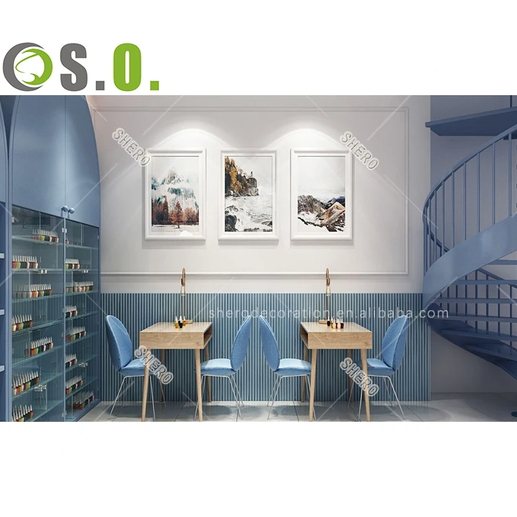 Beauty nail bar salon kiosk decoration and furniture custom wood display counter