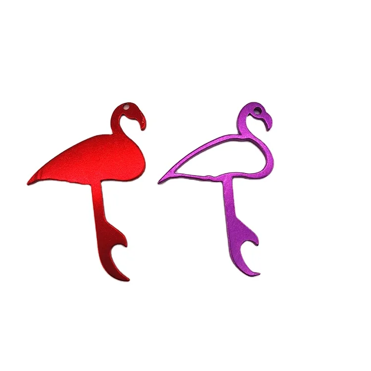 
Wholesale cute aluminum alloy flamingo bottle opener beer keychain penguin bottle opener gadget 