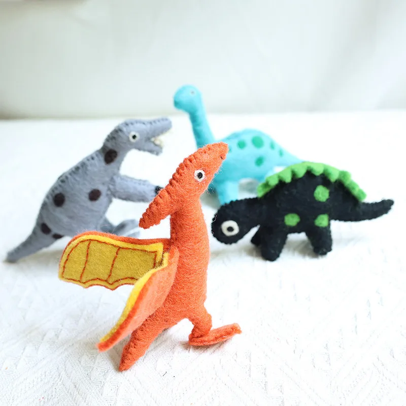 14 cm animals Felt Ornament soft Toy Handmade Felt Wool Dinosaur Kids Baby Dinosaur Toys