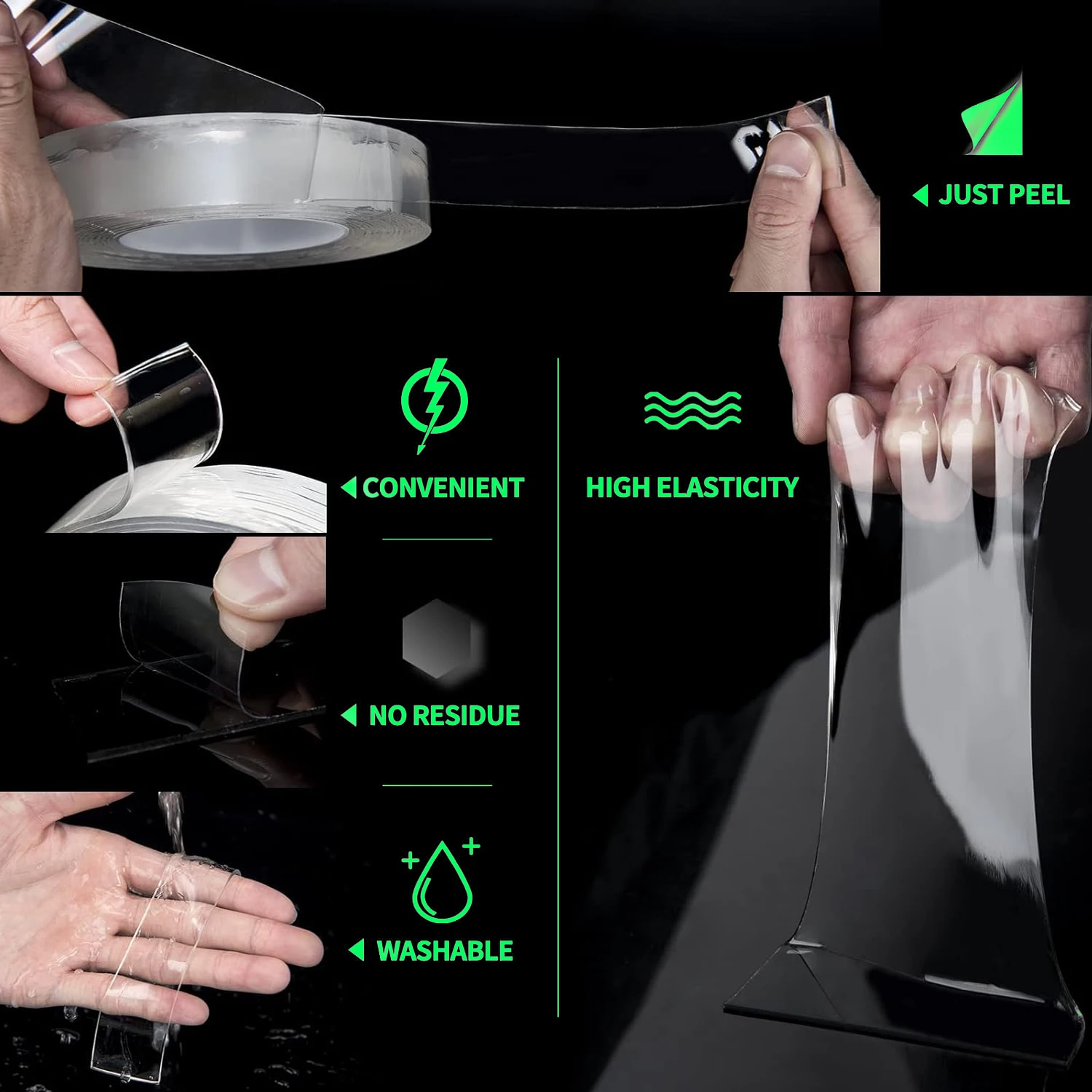 Manufacture Double-Sided Washable Adhesive Tape Strong Viscosity Self-Adhesive Rug Carpet Seaming Gel Transparent Nano Tape