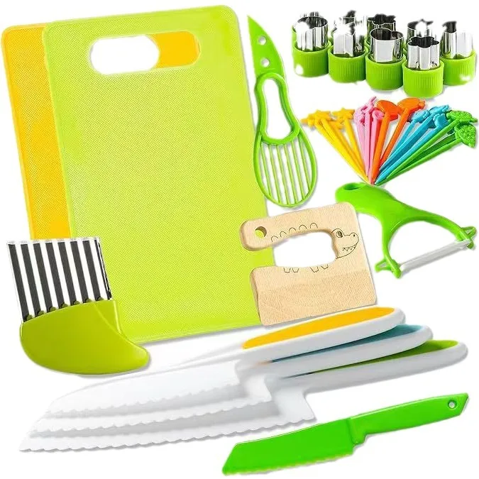 40pcs Cheap Montessori Small Safe Knife Kid Plastic Kitchen Gadgets Accessories Cooking Toy Small Equipment Set For Kid