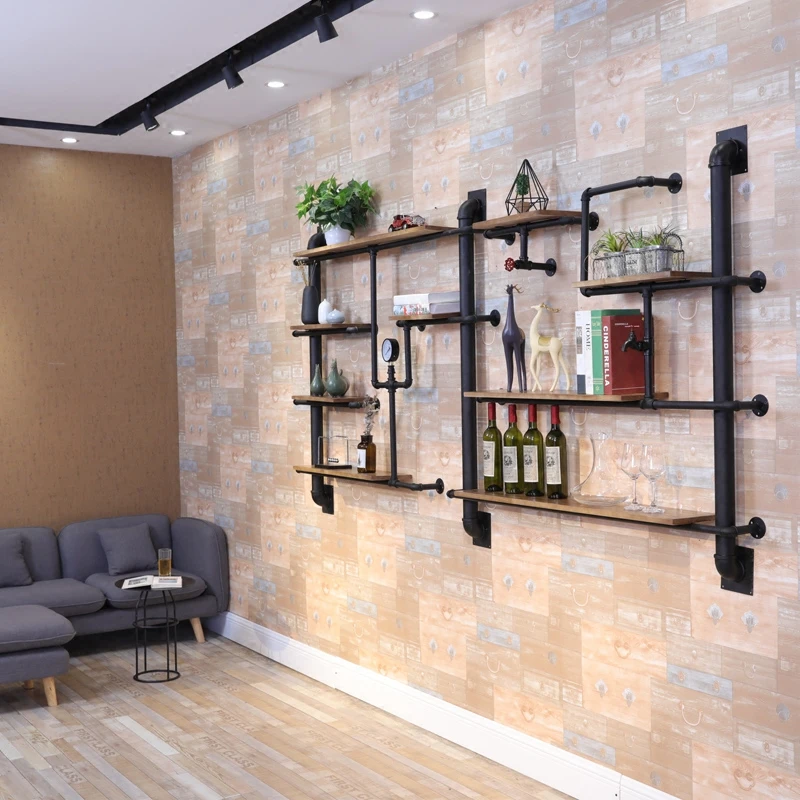 Customized Industrial Wall Mounted Iron Diy Furniture Metal Pipe Shelves for Home Decoration and Storage