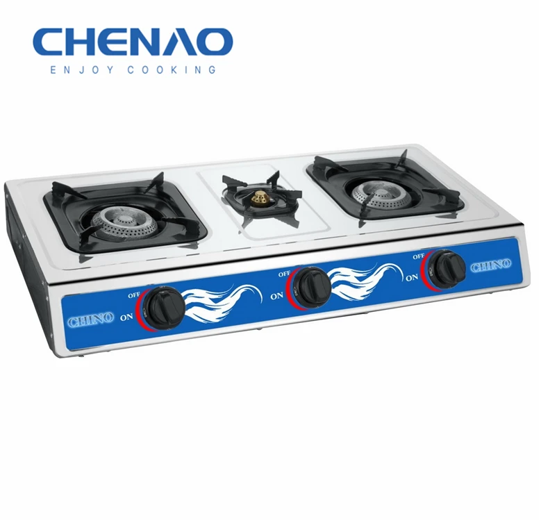 Газовая плита из нержавеющей стали с 3 горелками для домашнего использования кухонное приспособление газ сжиженного углеводородного газа колеблется