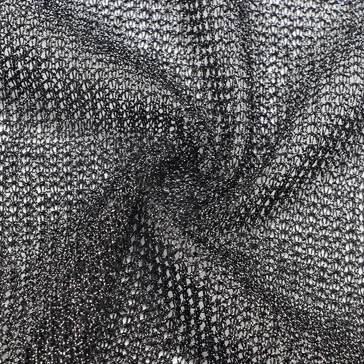 Recycled Warp Lurex Fabric 89%Polyester 11%Metallic 190gsm Customizable Dyed Designer Knitted Fabric for Fashion Garment