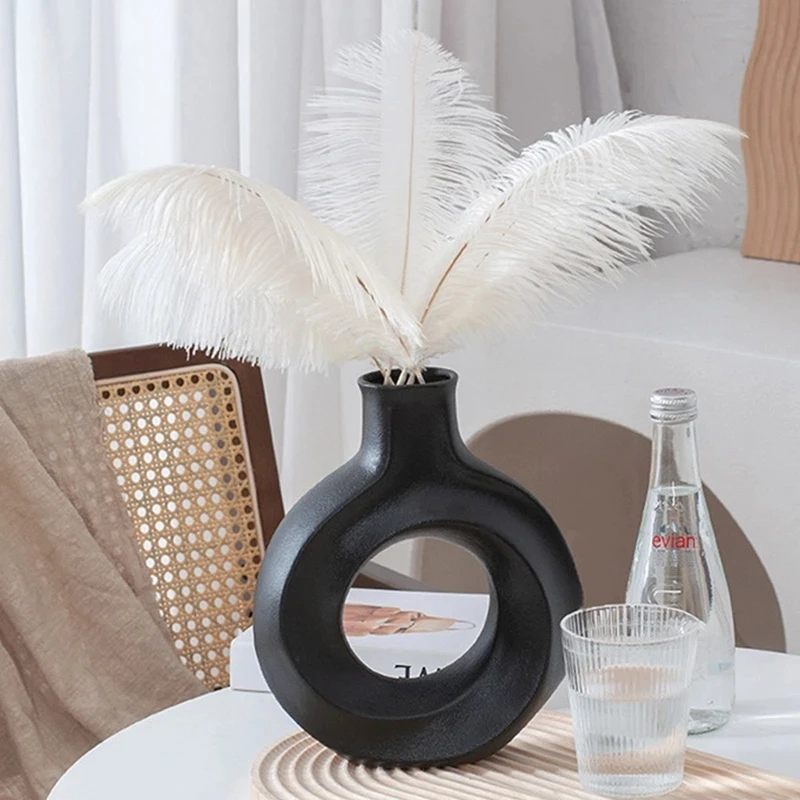Modern Ceramic Vase Whirlpool Round Ring Vase Nordic Style Curved Vases