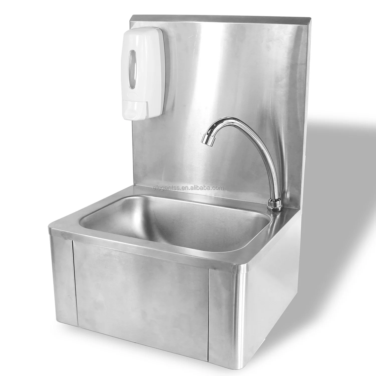 Commercial Kitchen Wall Mounted Stainless Steel Knee Push Operated Sink