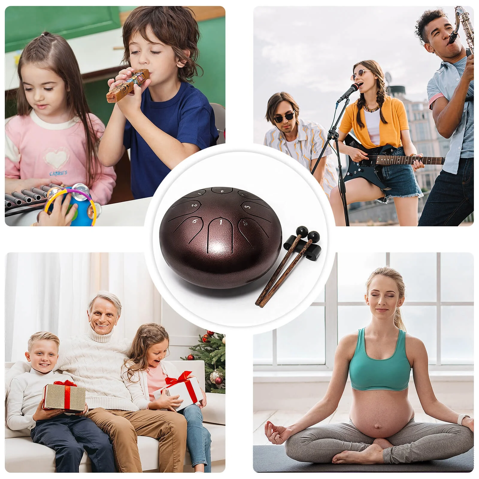 High Quality Steel Tongue Drum 8 Notes 6 Inches Instrument Handpan Drum C Key Percussion Steel Drums Kit, Handpan with Mallets