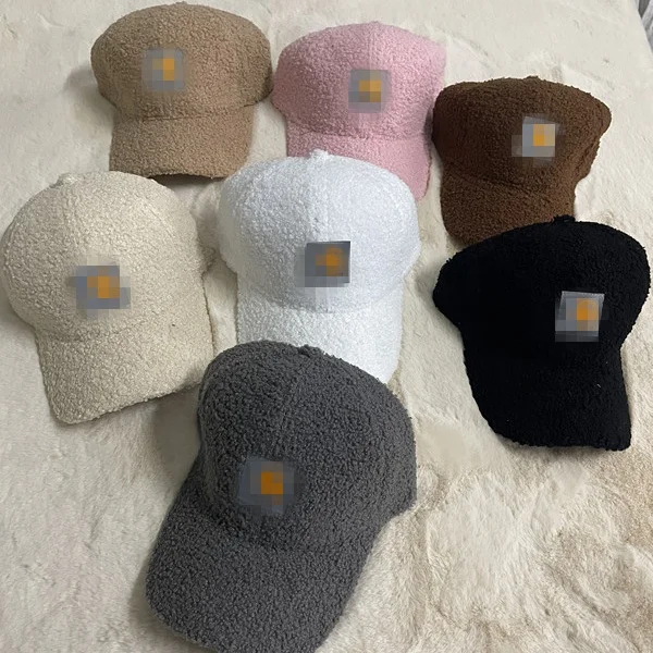 Trendy Famous Brand Cloth Label Lambswool 6-Panel Hat Baseball Solid Color Caps Sport Hats for Women