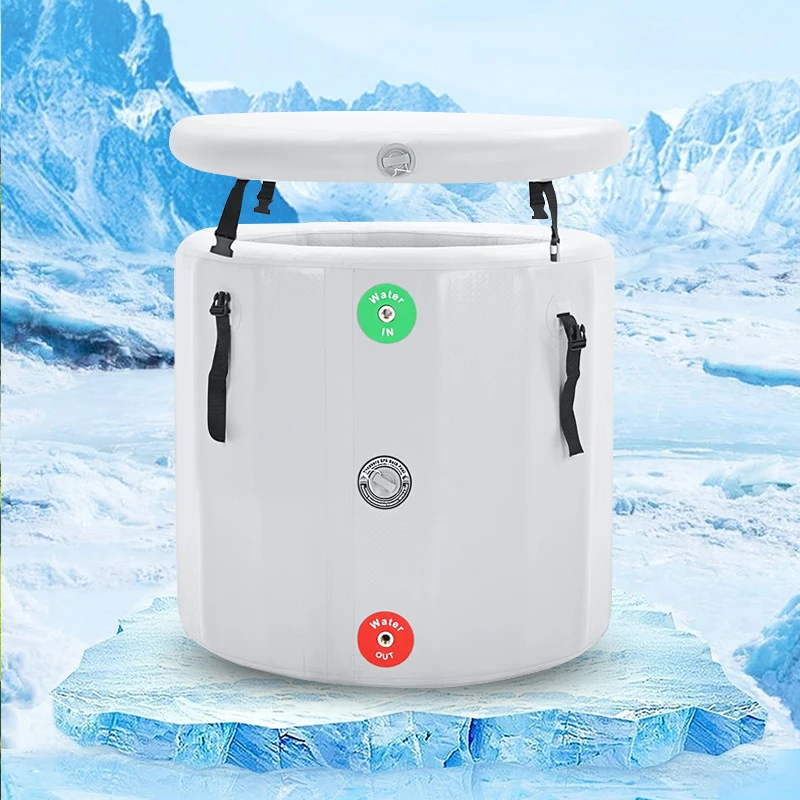 Drop Stitch Technology Water Chiller Recovery Bathtub Inflatable Portable Ice Cold Plunge Oval Hot Bath Tub With Steps For Sale