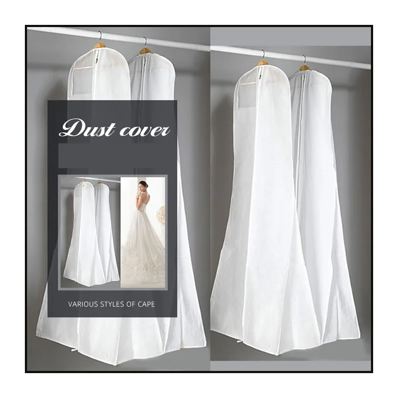 Fashion Wedding Dress Dustproof Cover Long PVC Garment Bag for Bridal Gown Clothes Protector Cover