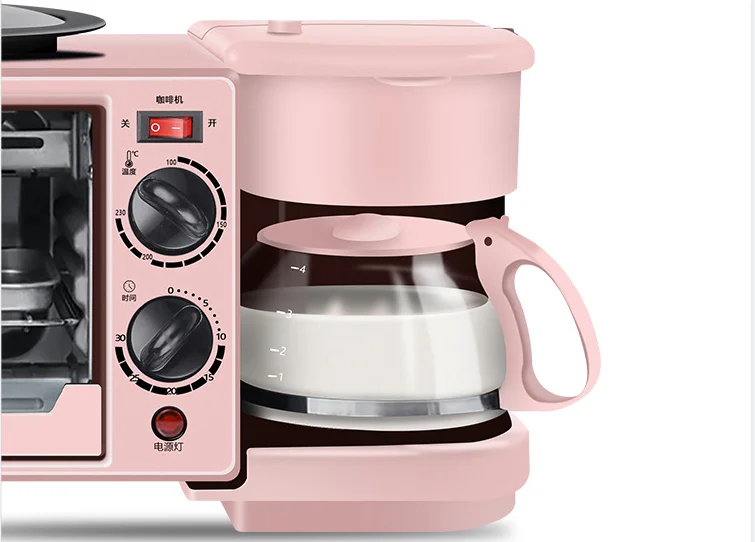High Quality Multi-Purpose 4, Color 3 in 1 Breakfast Maker Machine for Toaster Baking Frying Coffee/