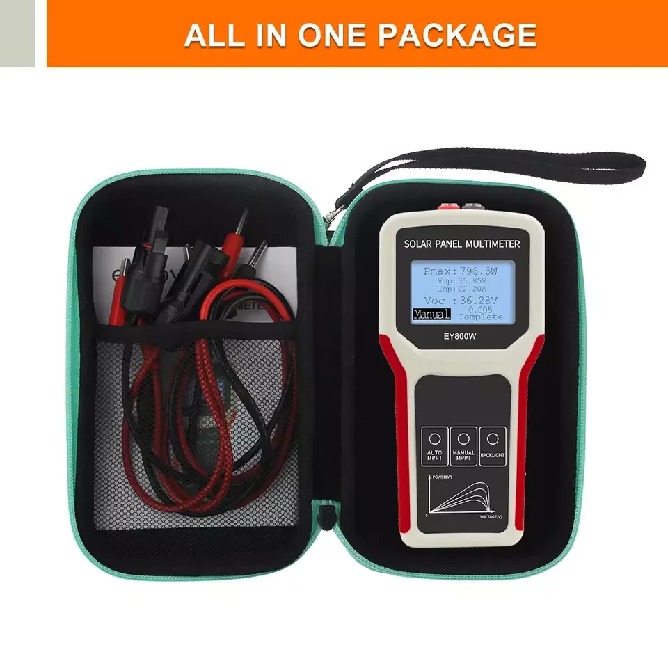 QJC EY800W LCD MPPT solar panel multimeter solar panel tester smart current tester voltage tester digital power meter VOC
