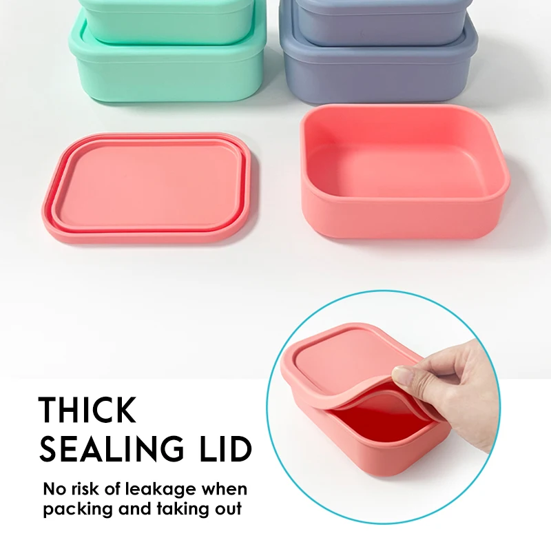 300ML BPA FREE Rectangle Airtight Food Grade 100% Kids Silicone Bento Lunch Box Container Set Storage for