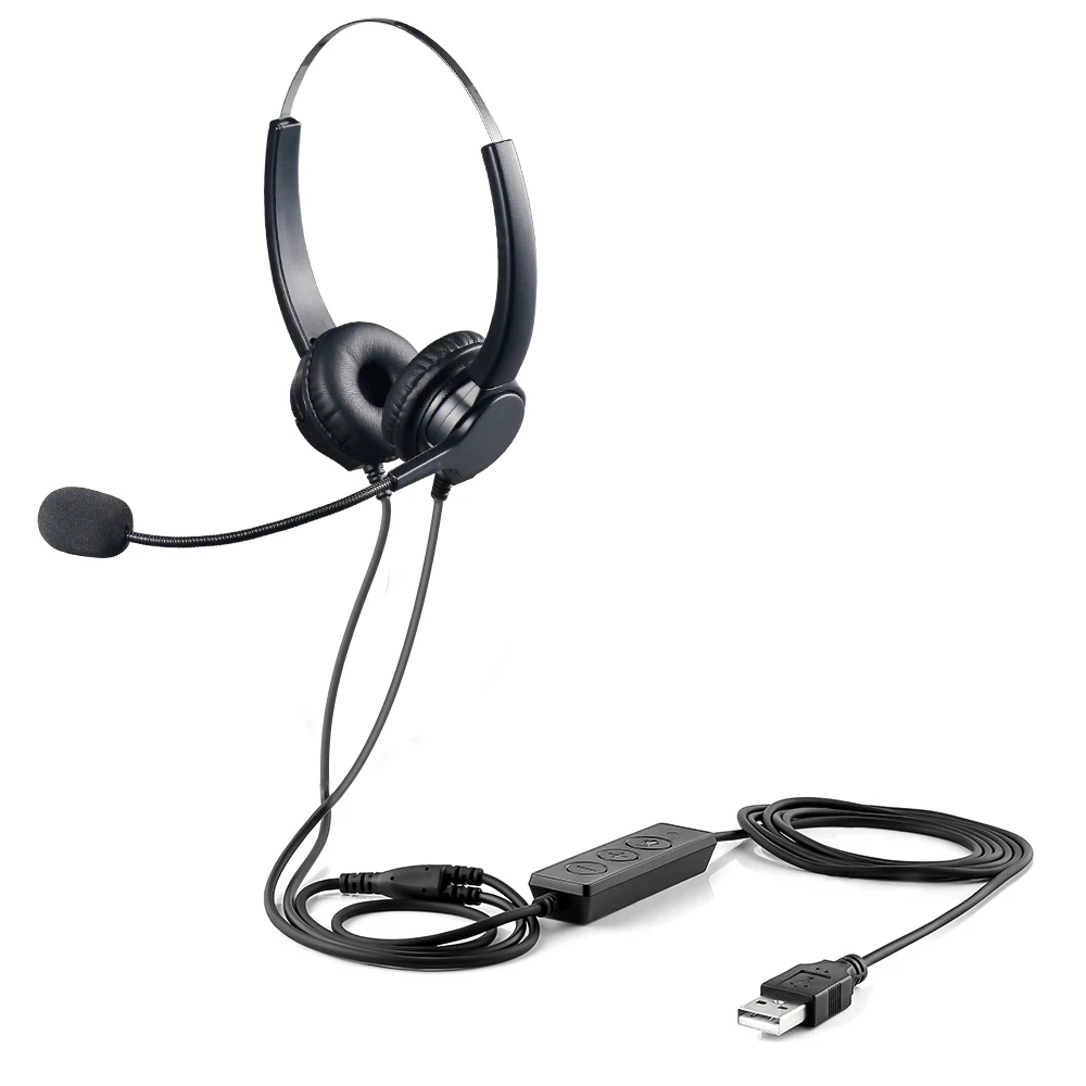 USB Headset with Microphone Noise Cancelling for PC Laptop, Computer Headphones for Call Center Office Business Skype Softphone