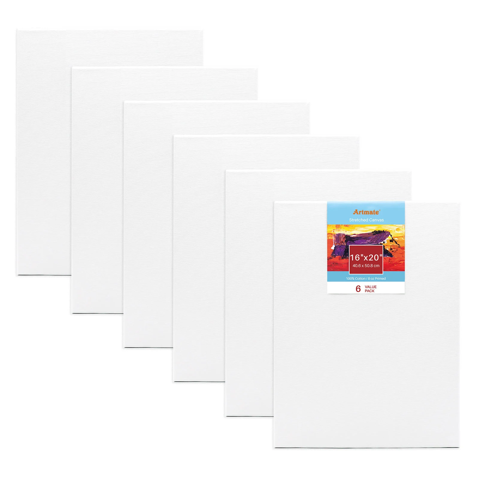 Artmate белый чистый загрунтованный 100% хлопок 16x20 дюймов 6pk растягивающийся холст картины на холсте для рисования