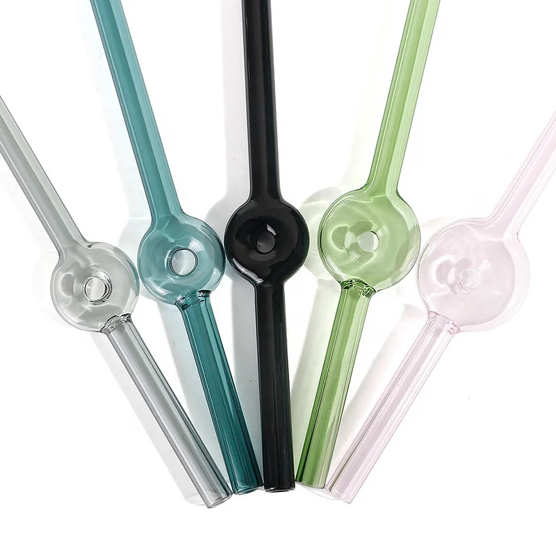 Creative Heat-resistant glass pipette Arts straw color borosilicate glass juice milk straight bent straw