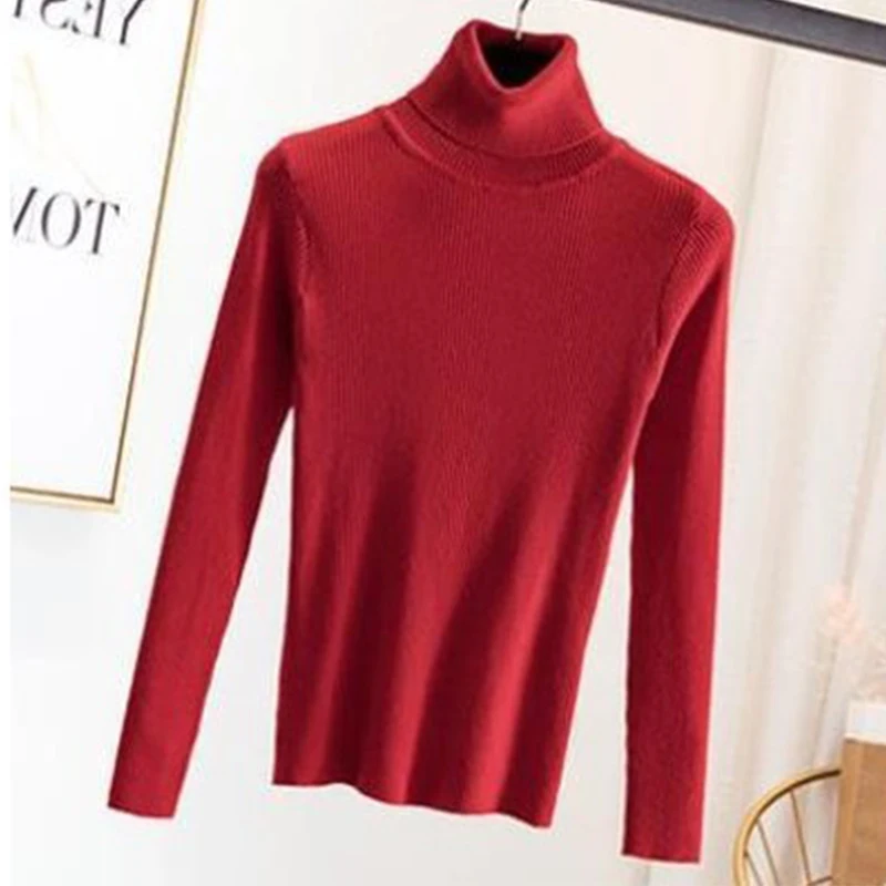 Factory Wholesale Spring Autumn Winter Warm Knitted Tops Ribbed Stand Collar Pullover High Neck Turtleneck Sweater For Women
