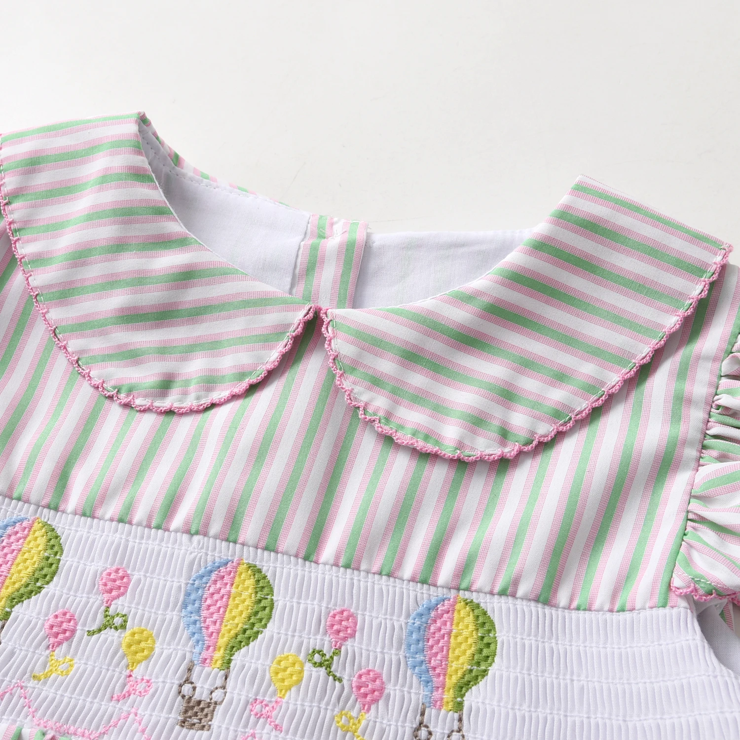 2025 New Summer Cotton Breathable Children Princess Dresses Stripe Embroidered Balloon Pattern Kids Frocks Baby Girl Dress