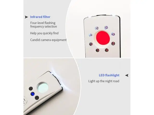 Hidden Camera Detector A8 Anti-Spy Signal Bug RF Detector Hidden Camera Wireless Laser Lens GSM GPS Device Finder,Wireless Audio