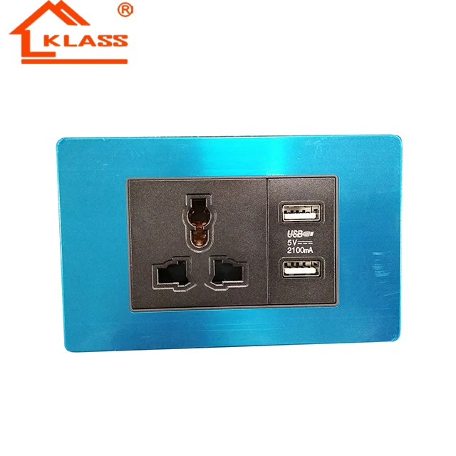 Универсальная розетка на 3 контакта + 2 USB-порта с usb 220 В