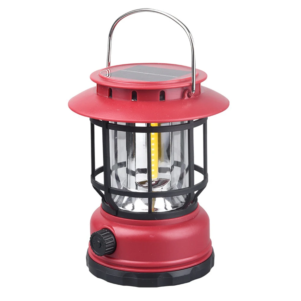 Waterproof Solar Rechargeable Camping Light Retro Outdoor Light Atmosphere Tent Lantern with Type C