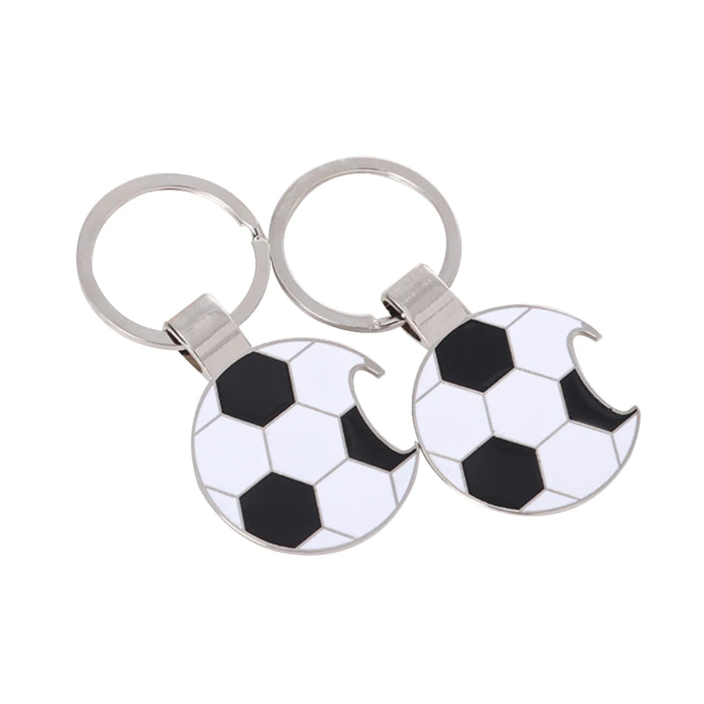 Custom football keychain bottle opener metal round car keychain for wholesale