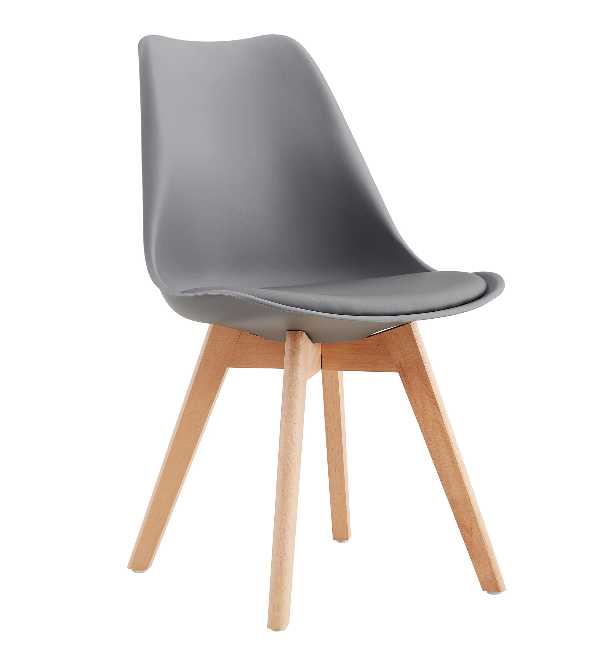 Best Seller Tulip Replica Restaurant Furniture Restaurant Cafe Colorful Cushion Seat PP Plastic Dining Chair with Wooden Legs