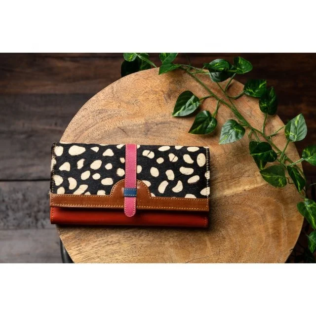 Hair on Hide Pouch Cowhide Case Beautiful Lady Chain Bags Genuine Leather Clutch womens wallet 2022 leather