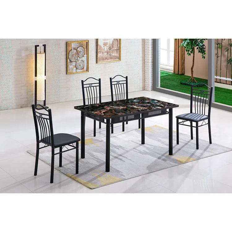 YuKai роскошная мебель для отеля, комплекты для столовой, обеденный стол из закаленного стекла с полиуретановой подушкой, стулья NYKD-A20-18-B20