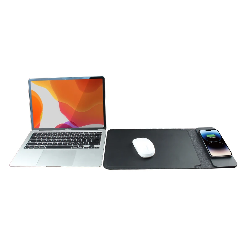 15-16inch 4 in 1 Magnetic Wireless Charging Laptop Sleeve PU Tablet Bag With Laptop Stand Mouse Pad