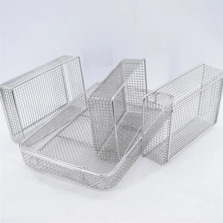 Stainless Steel Surgical Instrument Medical Disinfection Basket Wire Mesh Basket