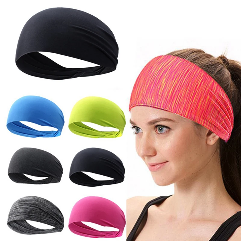 Factory Custom Logo Print Elastic Hair Band Women Men Absorption Sweat Polyester Football Basketball Running Yoga Sport Headband
