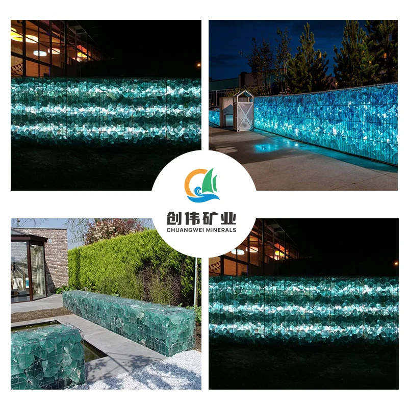 Multicolored Large Glass Rock  Decorative Glass Irregular Colored Block Glass For Garden Gabion Landscape Decoration
