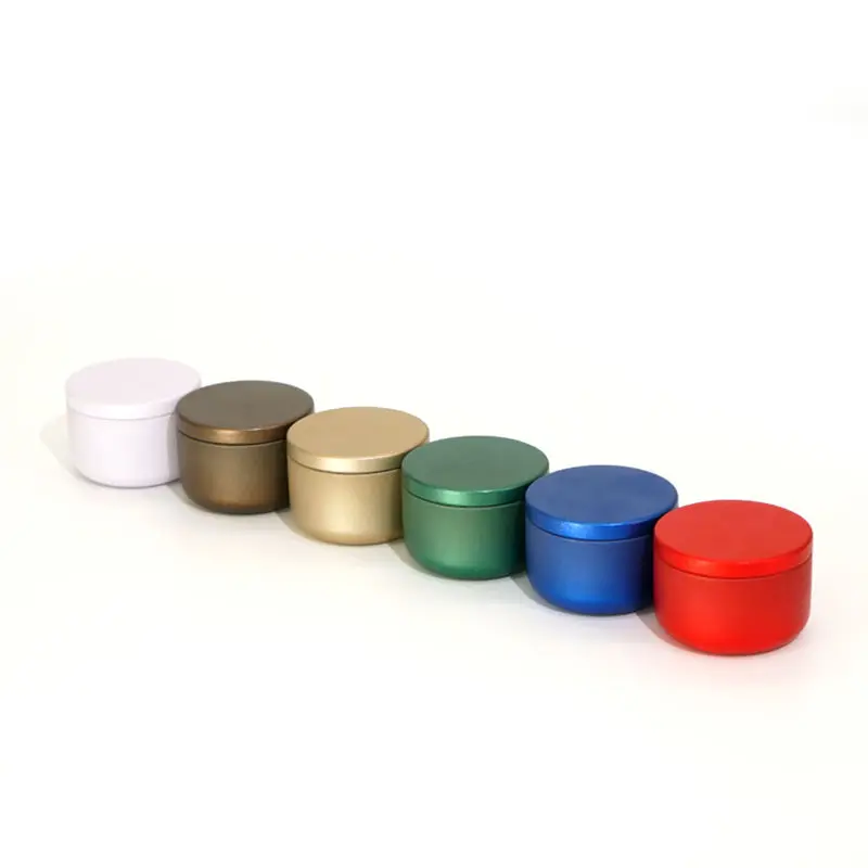 Wholesale 2oz 4oz  8oz rose gold tins Round Decorative Gift Empty tin can Jars Aluminum metal candle tins