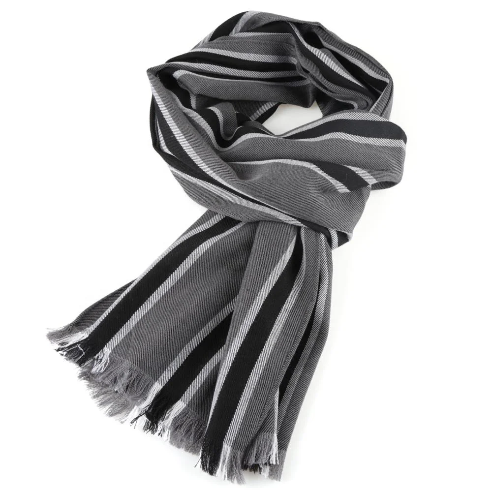 OEM Fashion Viscose Cotton Scarf Women Plain Striped Scarf