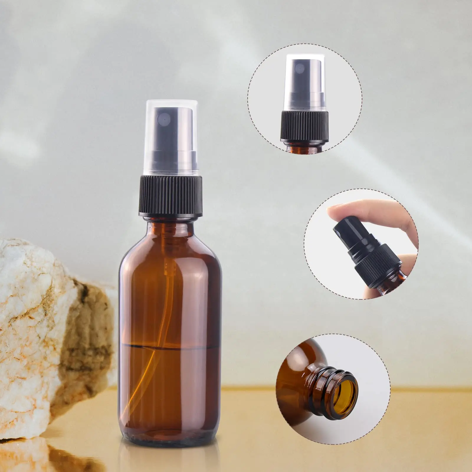 60ml 120ml Small Lotion Glass Spray Bottle 2 oz 4oz Fine Mist Amber Spray Glass Bottle