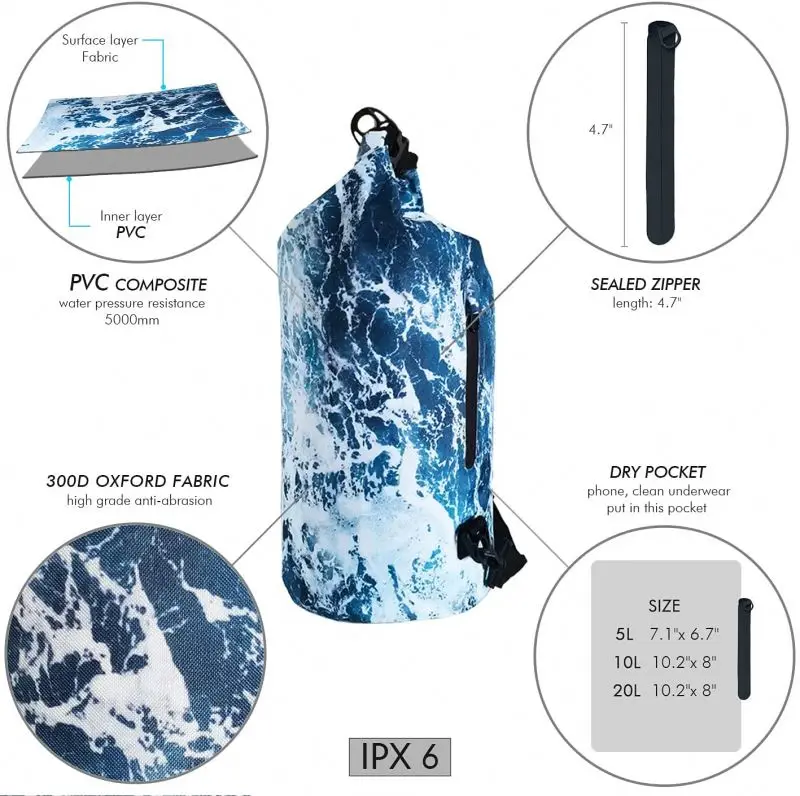 Dry Bag Swim Quick Delivery Customize Pvc 50 Duffel Waterproof Water Proof Bag Black Large Rubberized Green Sand Bag