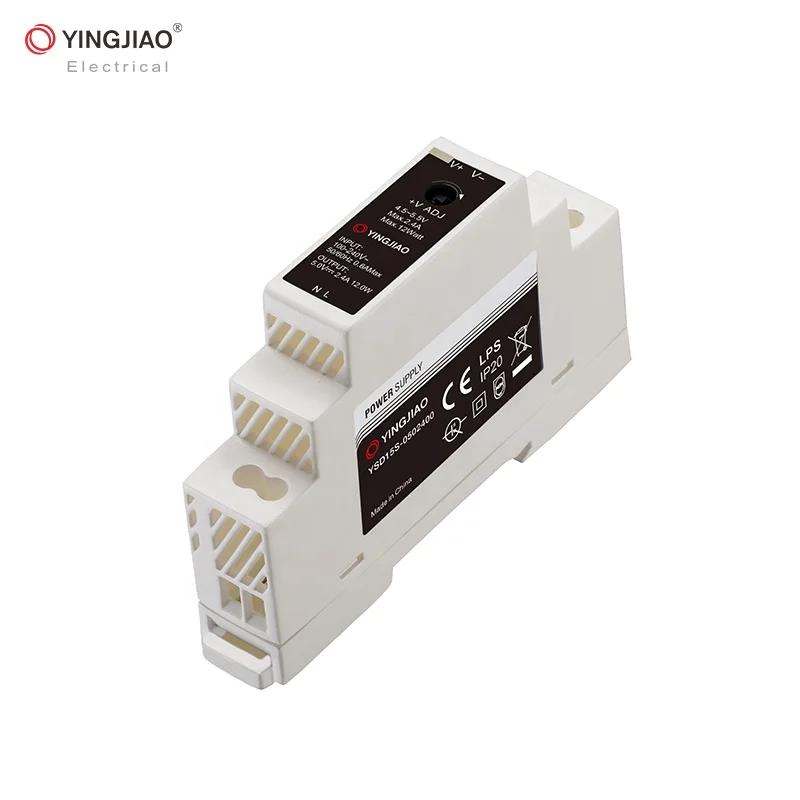 China Factory 1SU DIN Rail Mount Industrial Slim Power Supply 12V DC 1.25 Amp For Access Control