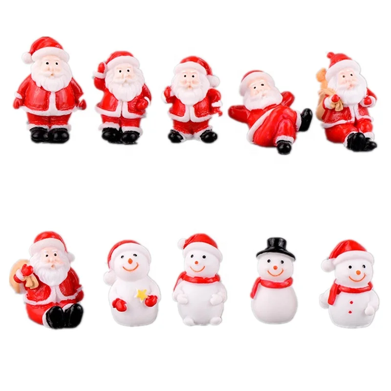 New Mini Resin Figures Santa Snowman Bag Sack Bell Socks Train Tree Candles Christmas Decor Ornament