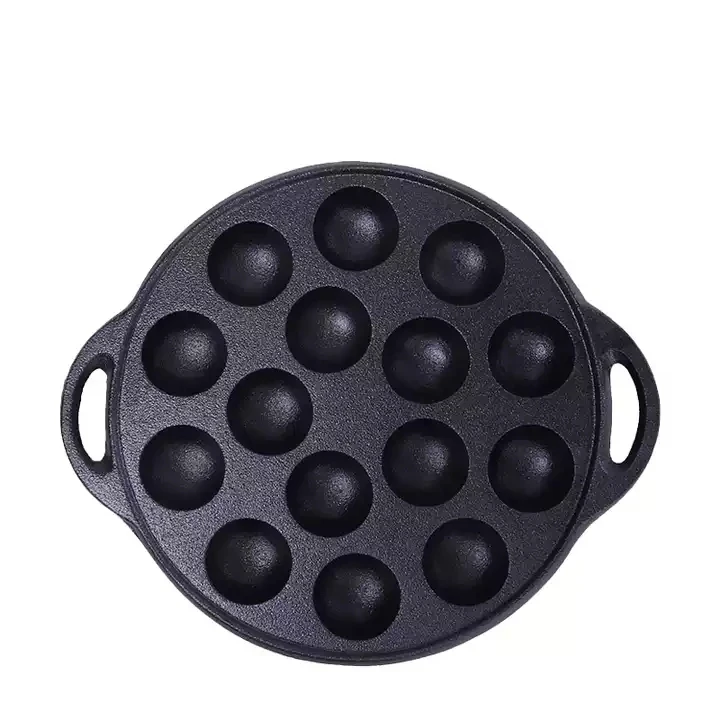 M-cooker Hot Selling Takoyaki Grill Pan Pre-Seasoned cooking Poffertjes Pancake Balls Cast Iron Frying Pan