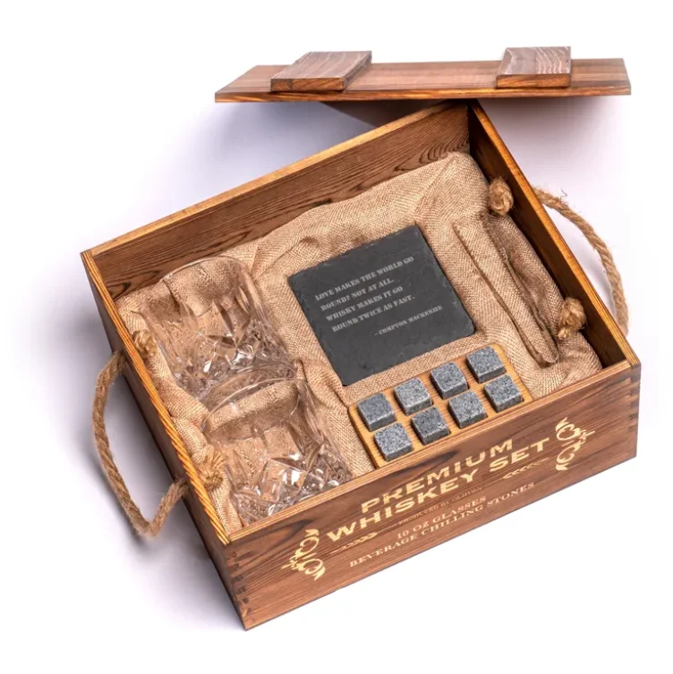 wholesale whisky rocks 2 old fashioned glasses granite chilling whiskey stones gift set in wooden box for men anniversary